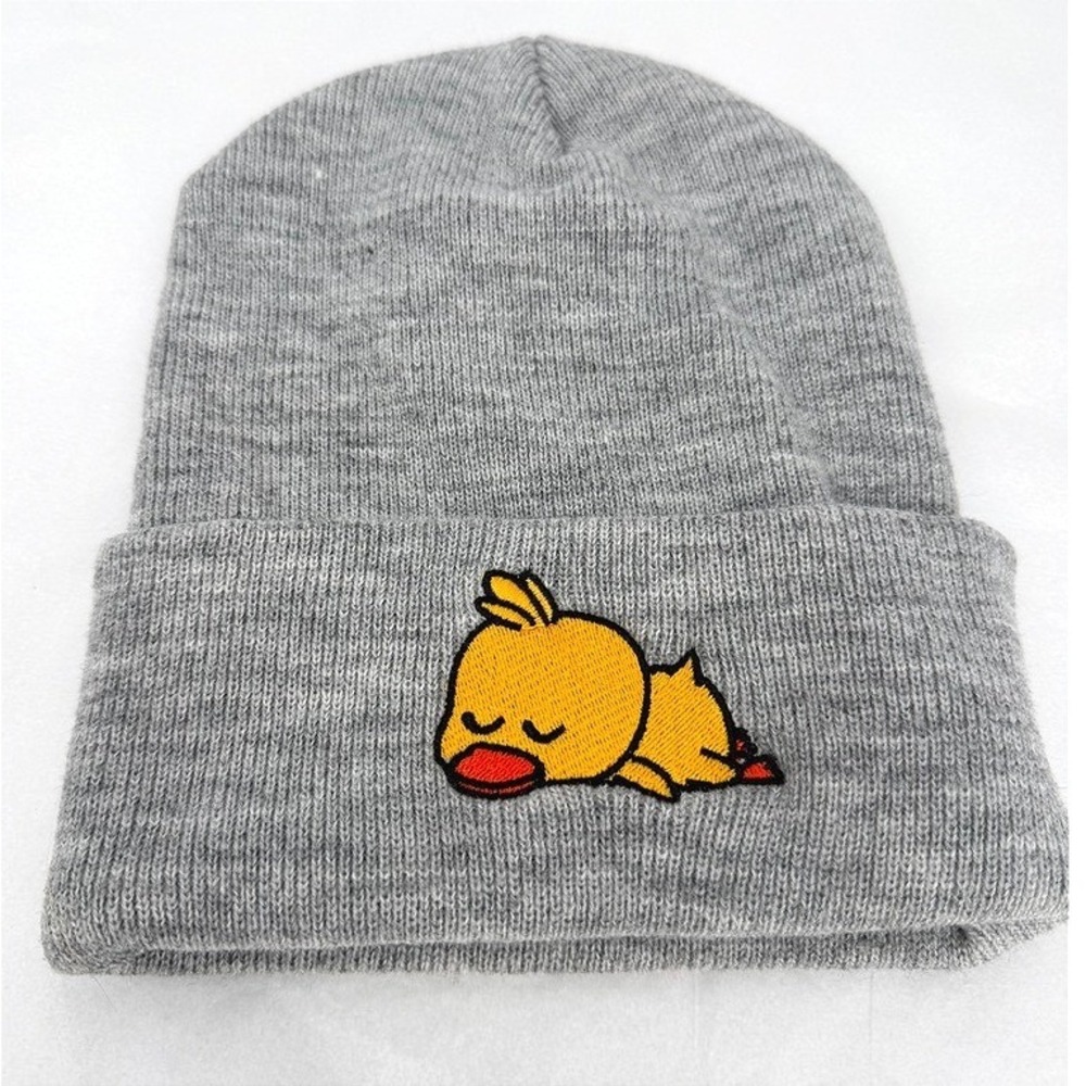 Beanie Hat w/ Embroidered Gray Sleeping Duck Cuffed Winter YP Classics OSFM
